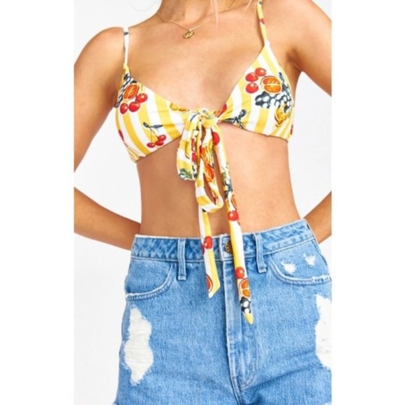 💕SHOW ME YOUR MUMU💕 Fruit Basket Stripe Bikini size M NWT - Picture 3 of 9